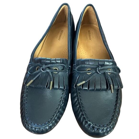 Sebago Meriden Kiltie Navy Leather Womens Driving Loafers Flats Slip On Shoes 10 - Picture 6 of 16